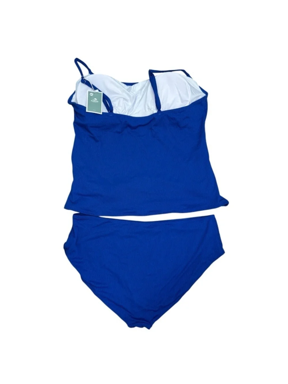 Eomenie 4XL 20W Blue Ribbed Tankini High Waisted Swim Set NWT